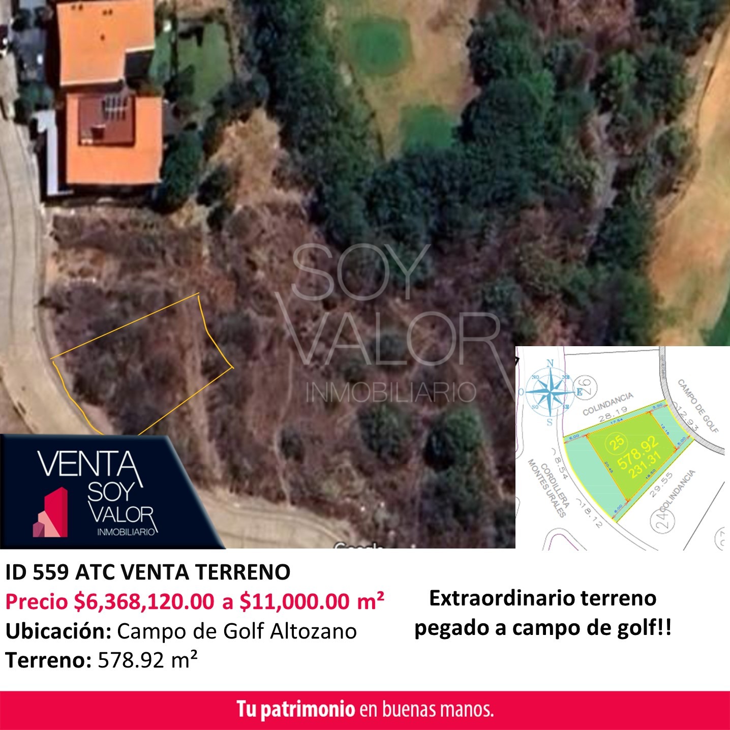 ID 559 ATC VENTA TERRENO CAMPO DE GOLF ALTOZANO MZ16-25