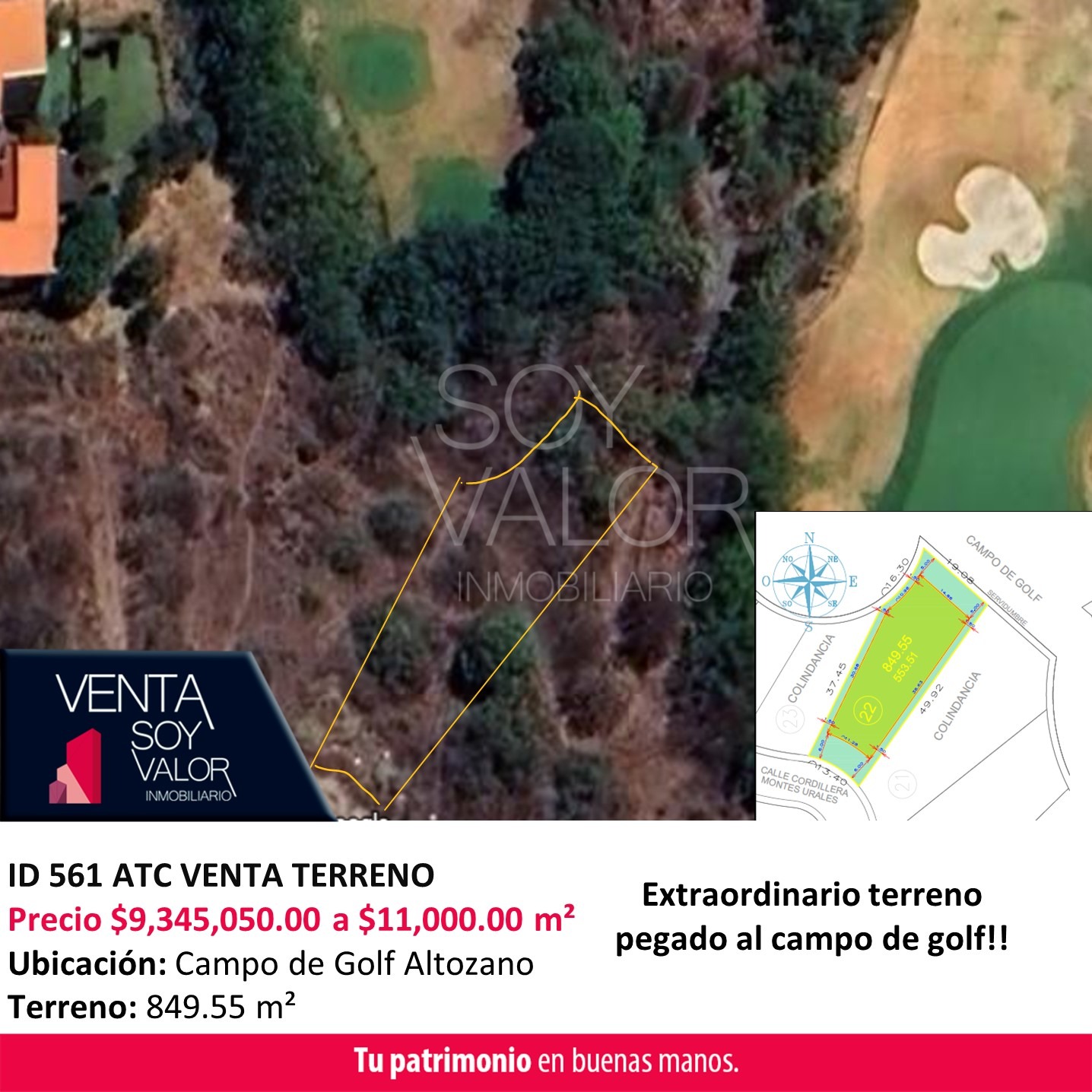 ID 561 ATC VENTA TERRENO CAMPO DE GOLF ALTOZANO MZ16-L22