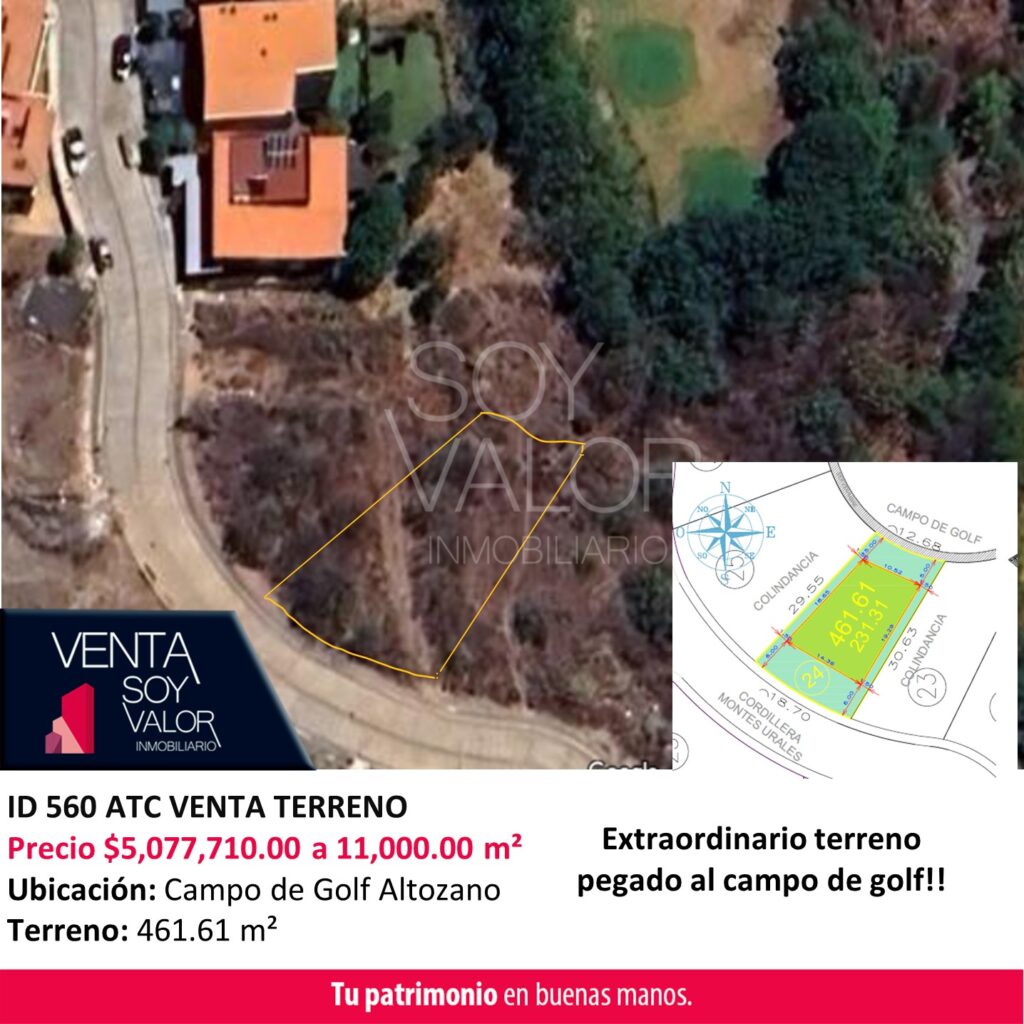 ID 562 ATC VENTA TERRENO CAMPO DE GOLF ALTOZANO MZ16-L24