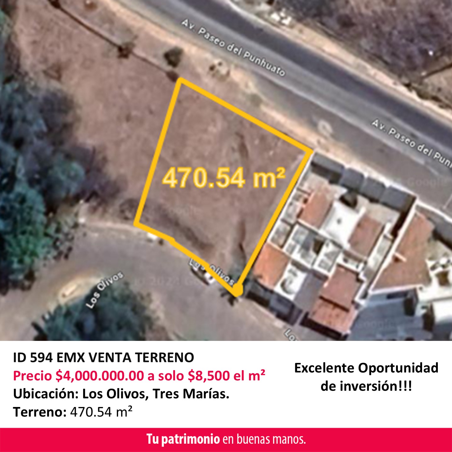 ID 594 EMX TERRENO VENTA LOS OLIVOS TRES MARÍAS