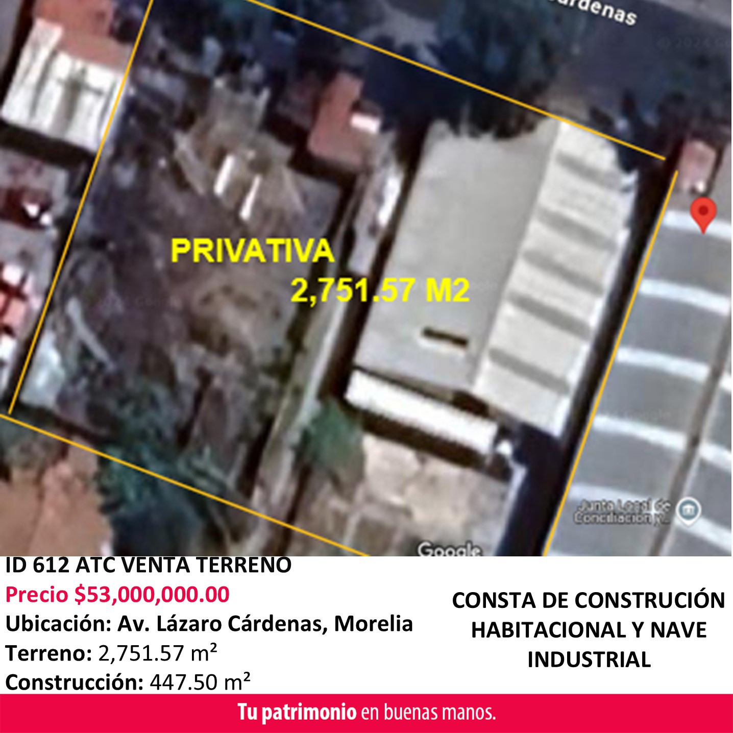 ID 612 ATC TERRENO EN VENTA AV LAZARO CARDENAS