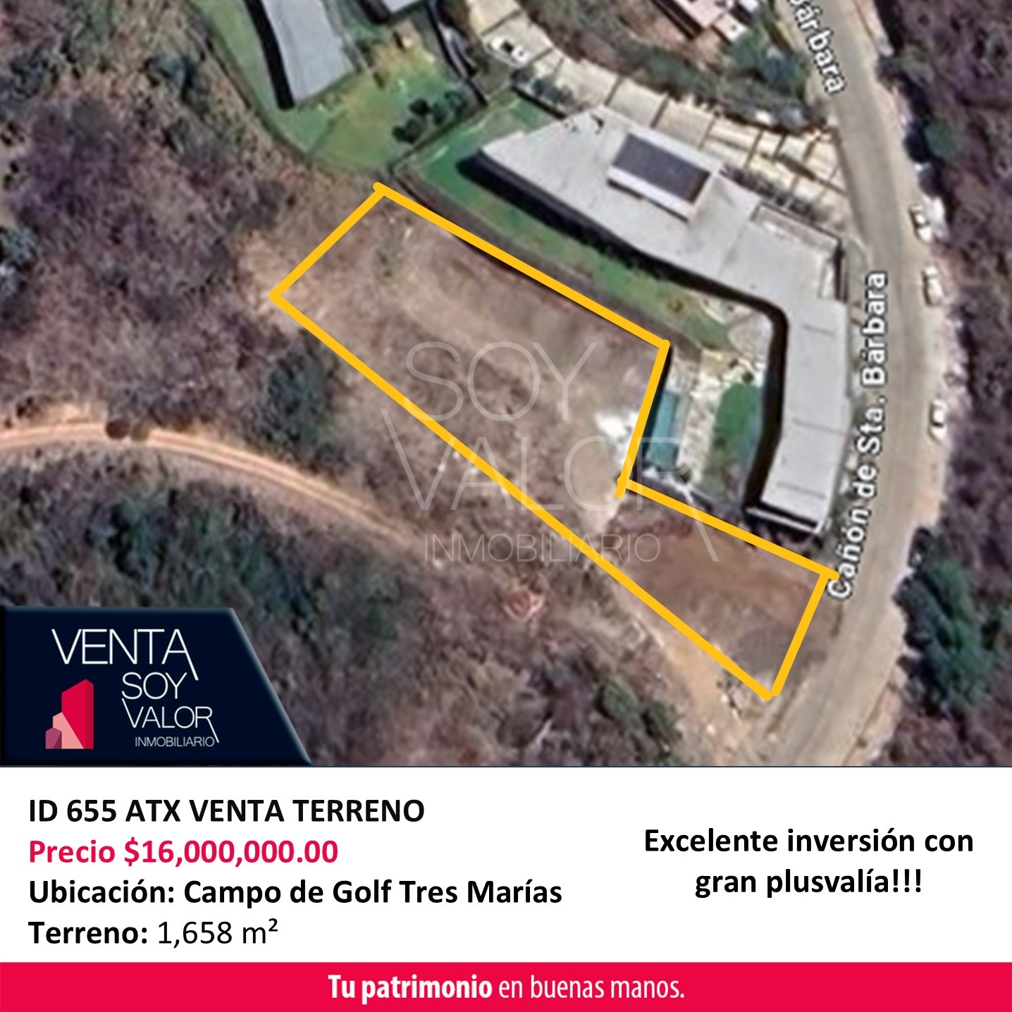 ID 655 ATX TERRENO EN VENTA EN CAMPO DE GOLF TRES MARIAS .... cañón de Santa Bárbara