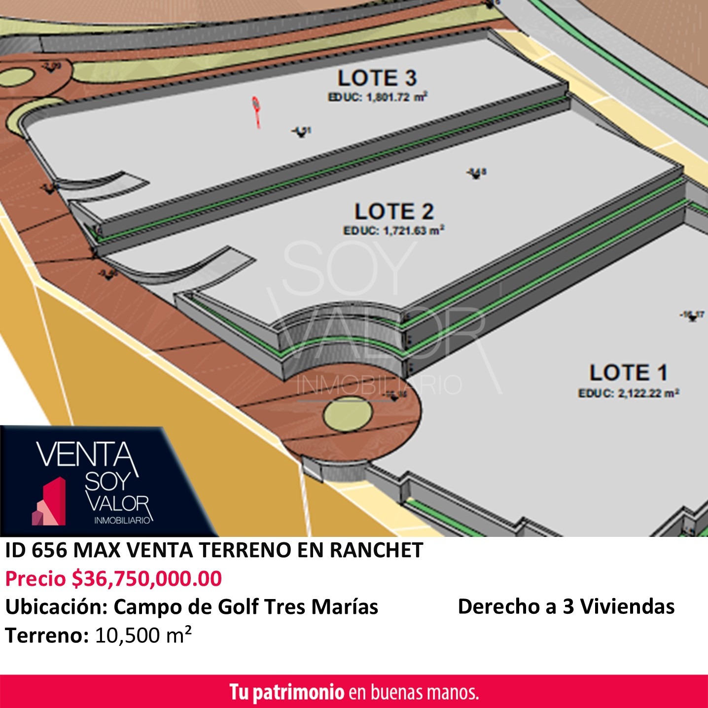 ID 656 MAX TERRENO EN VENTA EN CAMPO DE GOLF TRES MARIAS .... C39